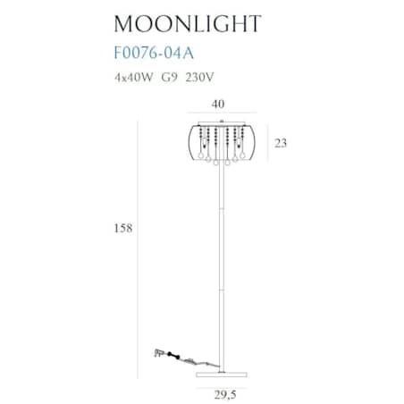 Dekoracyjna LAMPA podłogowa MOONLIGHT F0076-04A Maxlight kryształki OPRAWA stojąca glamour lustrzana chrom