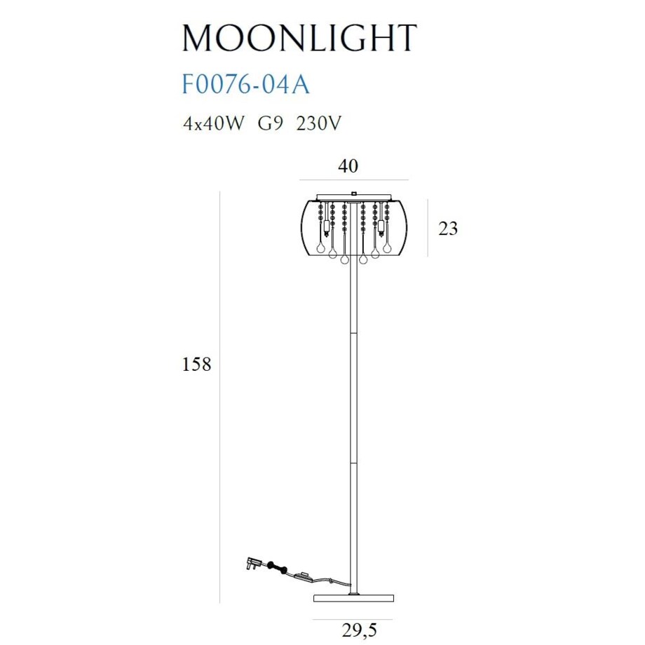 Dekoracyjna LAMPA podłogowa MOONLIGHT F0076-04A Maxlight kryształki OPRAWA stojąca glamour lustrzana chrom