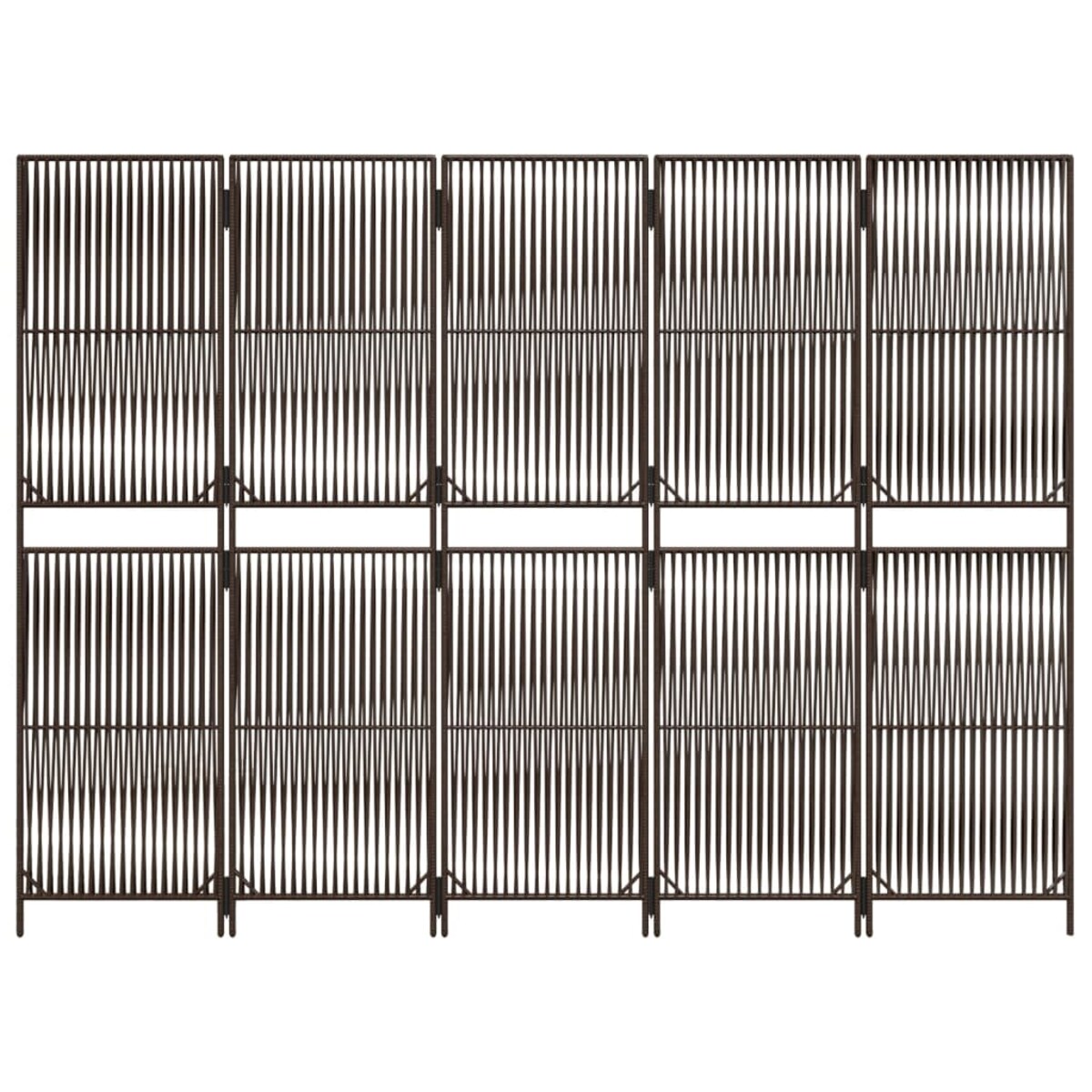 vidaXL Parawan 5-panelowy, brązowy, polirattan