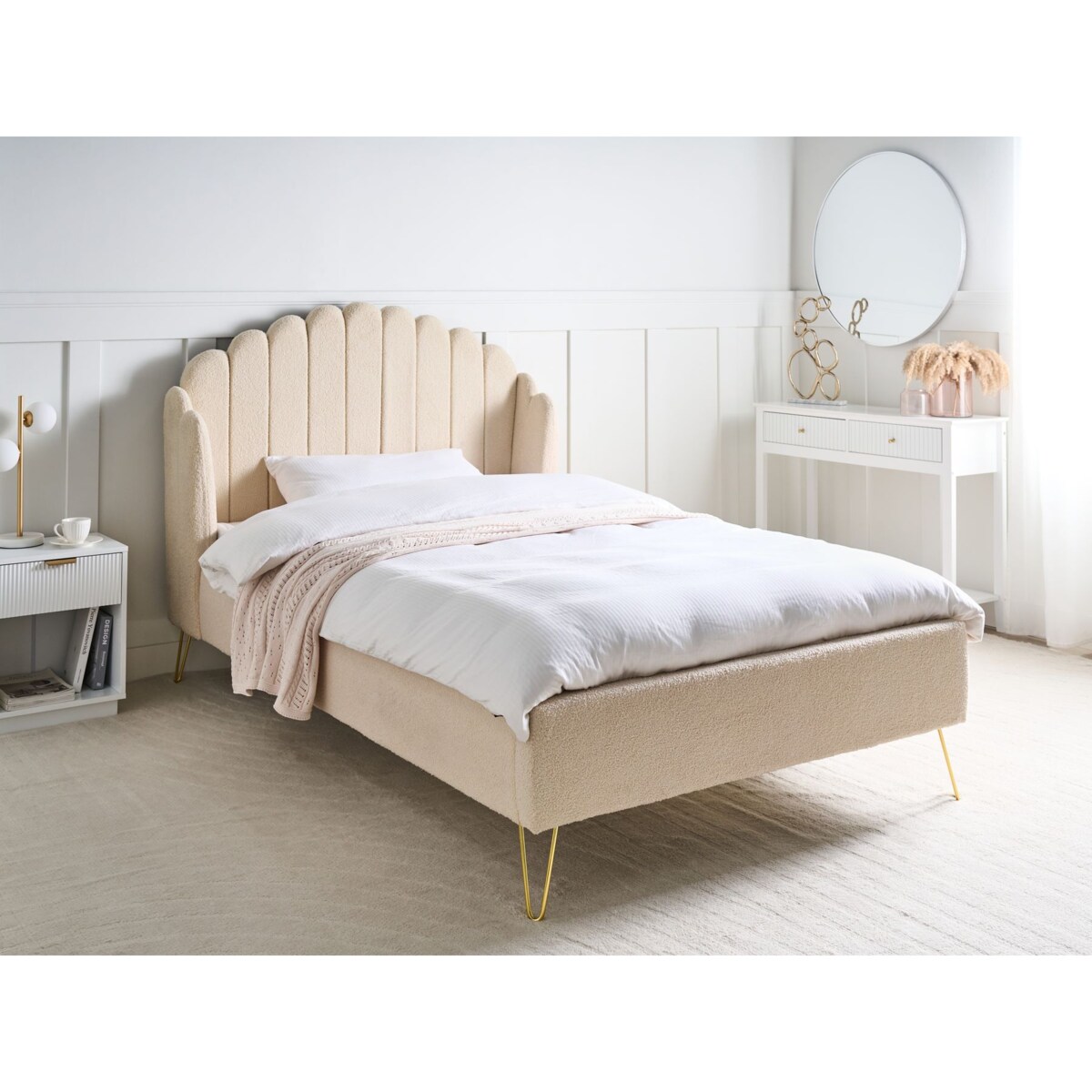 Łóżko Boucle AMBILLOU 120 x 200 cm Beżowy