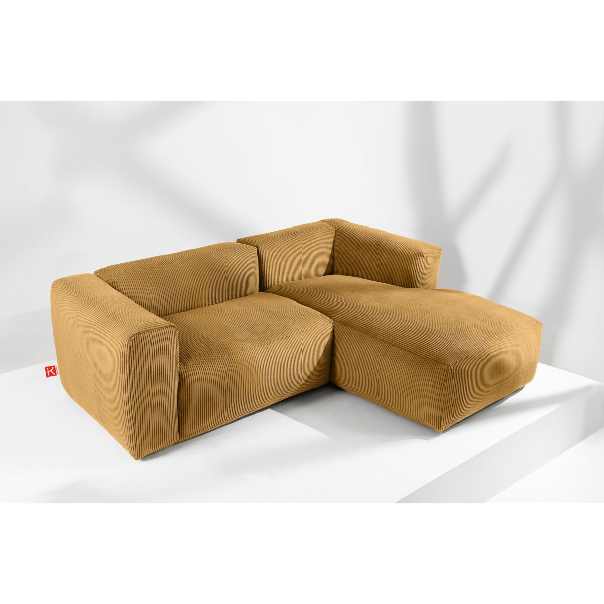 KONSIMO BUFFO Narożnik prawy 3/4-osobowy z wyjątkowo miękkim siedziskiem, kolor żółty