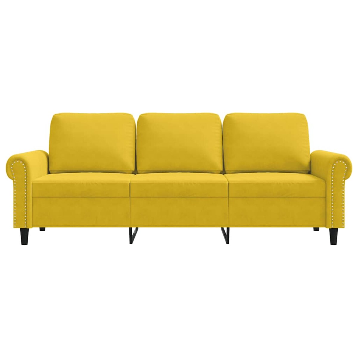 vidaXL Sofa 3-osobowa, żółty, 180 cm, tapicerowana aksamitem