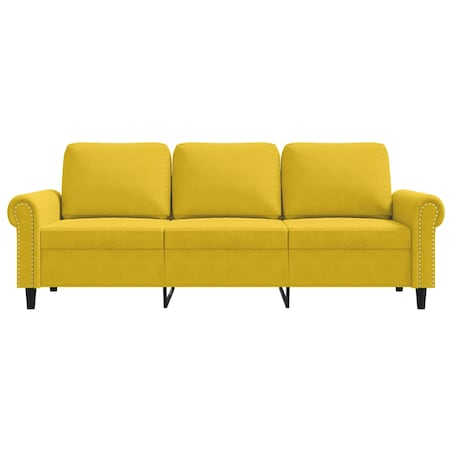 vidaXL Sofa 3-osobowa, żółty, 180 cm, tapicerowana aksamitem