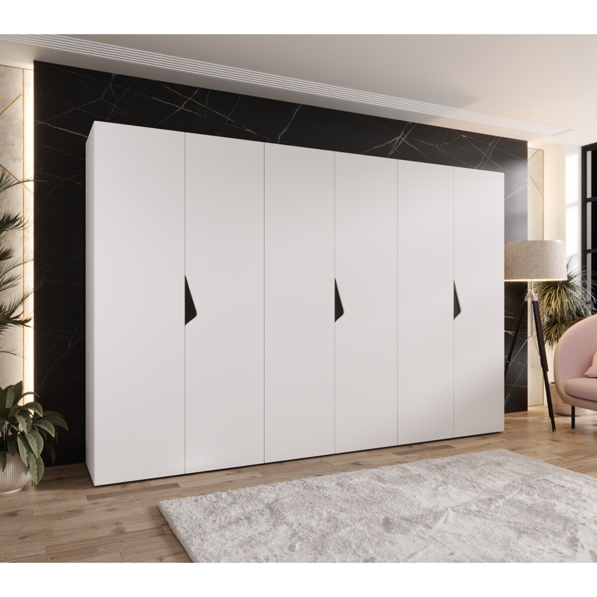 Szafa uchylna Sandi 1 300 (3X100) wys 202 cm Biały + u Czarny