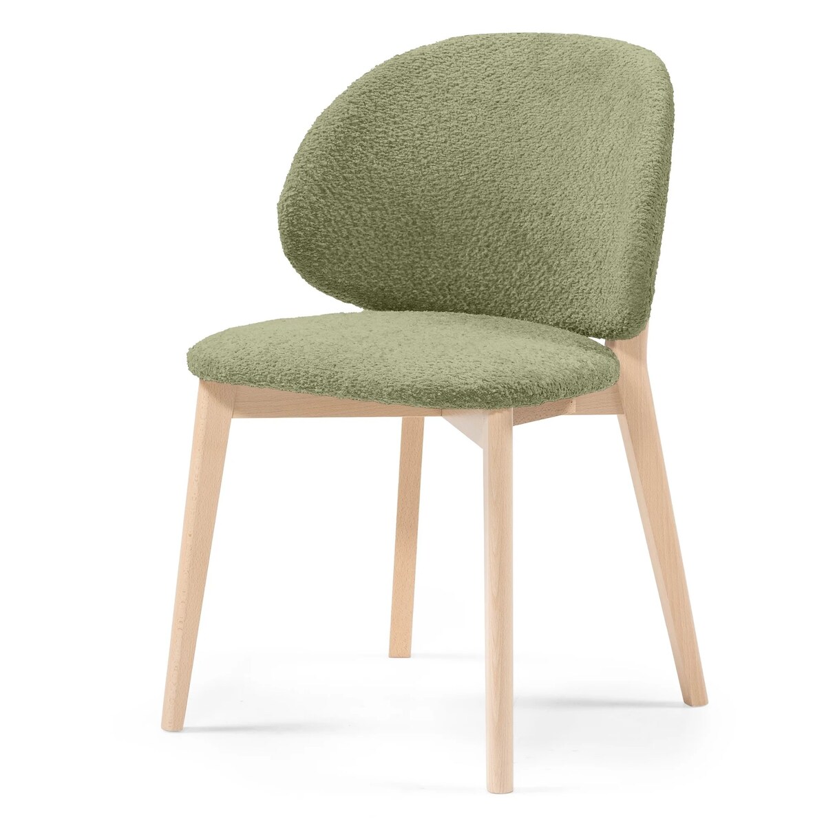Krzesło SELMA oliwkowozielone/buk/boucle 79x48x48 cm
