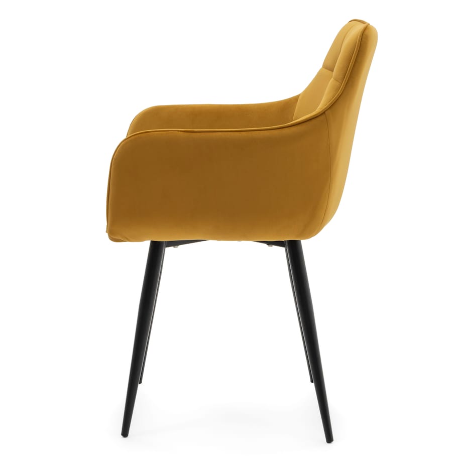 Krzesło tapicerowane welurowe GALLO velvet curry musztardowy