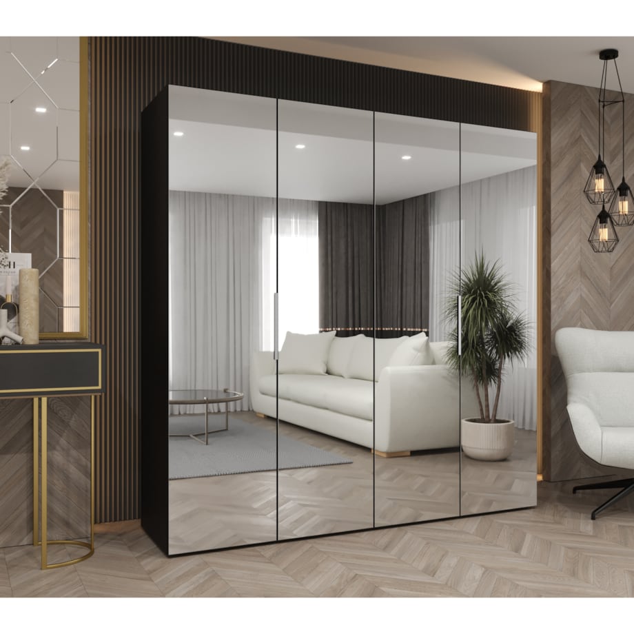 Szafa uchylna otwierana MARBELLA 3 200 wys. 202 cm Czarny + u. Kaszmir