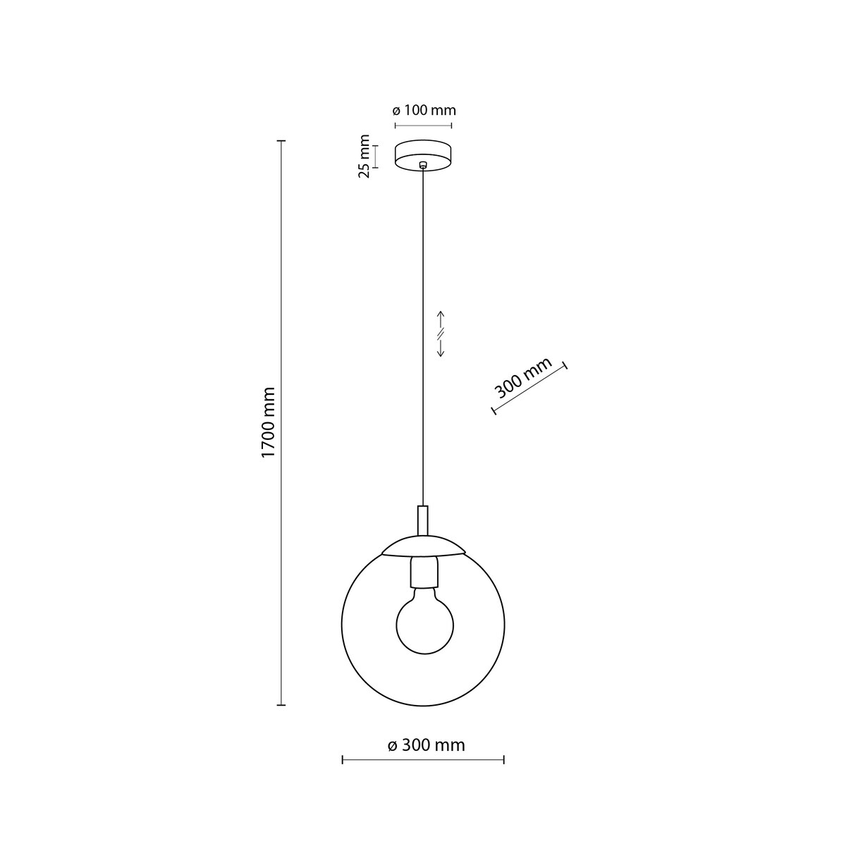 Lampa wisząca TK Lighting ESME Transparent 3267 czarna transparentna E27 regulowana wysokość
