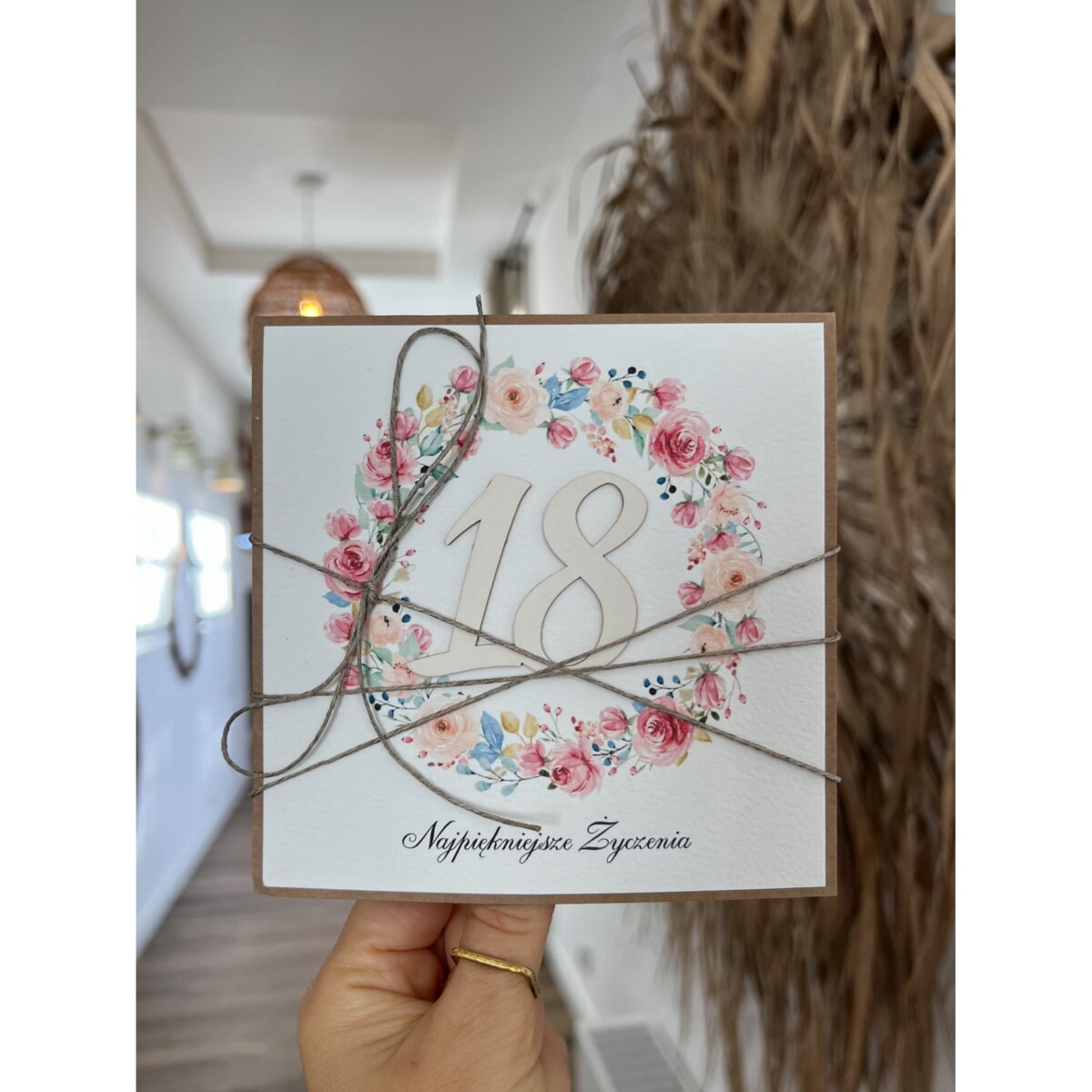 Wyjątkowa ręcznie robiona kartka na 18-ste urodziny, osiemnastka, pomysł na prezent życzenia na osiemnastkę dla chłopaka od matki chrzestnej