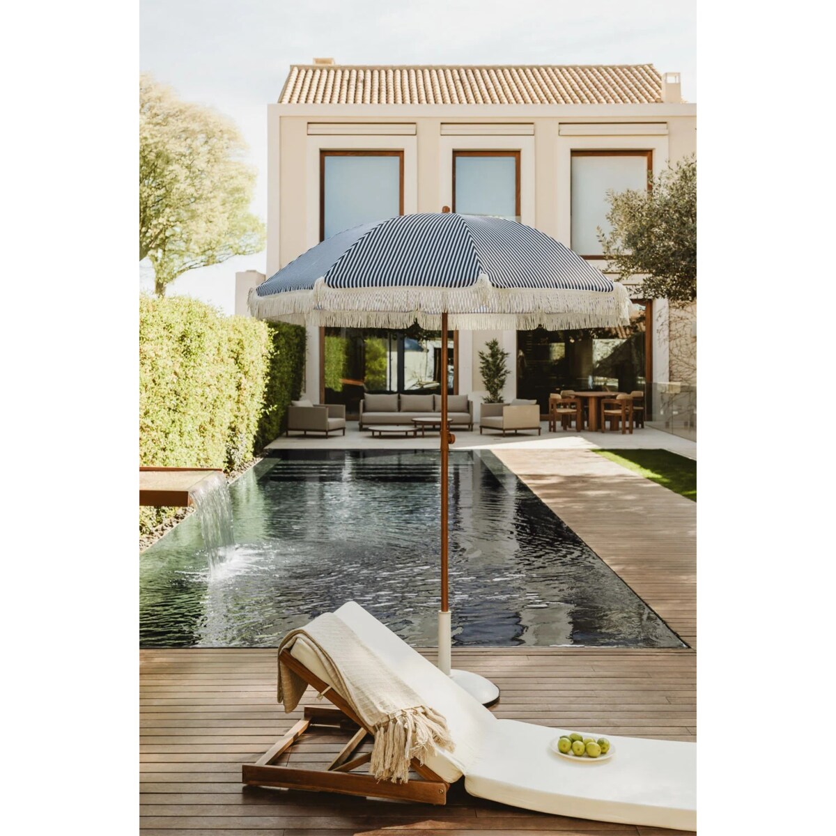 Parasol ogrodowy retro biało-granatowy Mika Ø175 cm