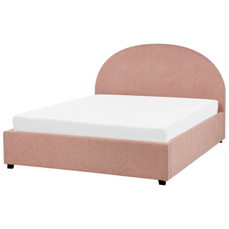 Łóżko z pojemnikiem boucle 140 x 200 cm pastelowo różowe VAUCLUSE