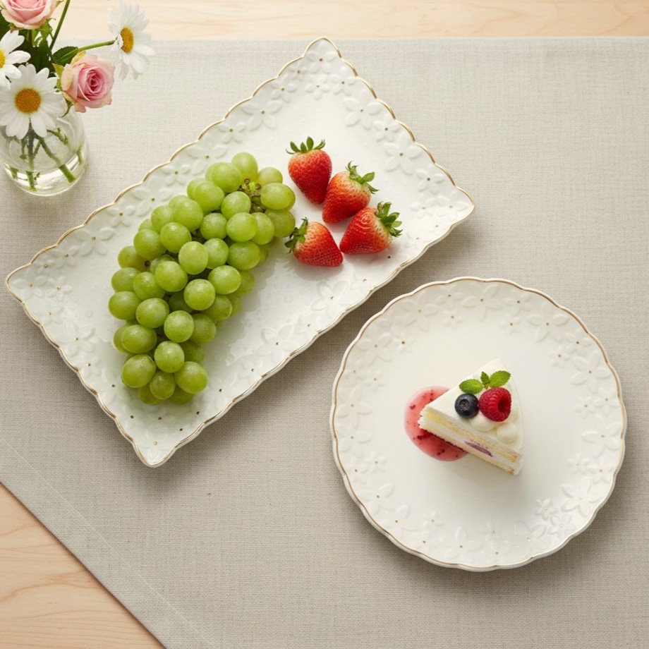 VILLA ITALIA Półmisek prostokątny Talerz do ciasta porcelanowy 31 cm FIORELLA