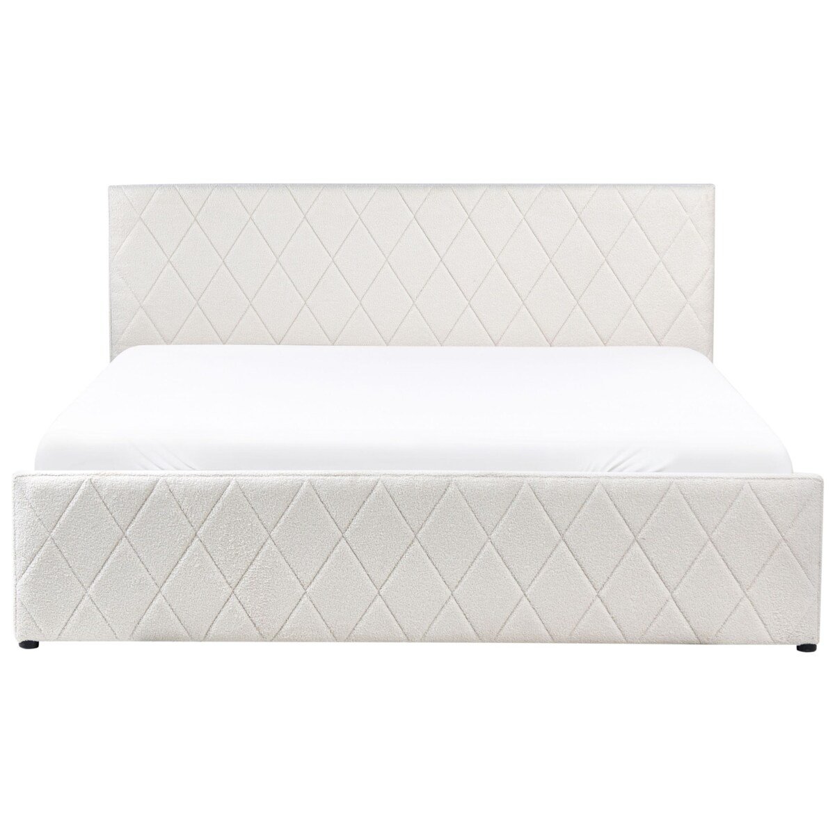 Łóżko z pojemnikiem Boucle ROCHEFORT 180 x 200 cm Złamana biel