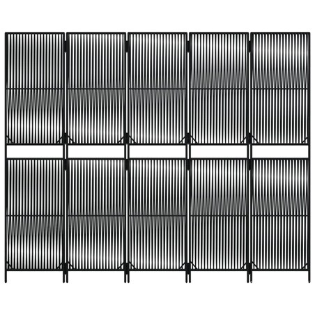 vidaXL Parawan 5-panelowy, czarny, polirattan