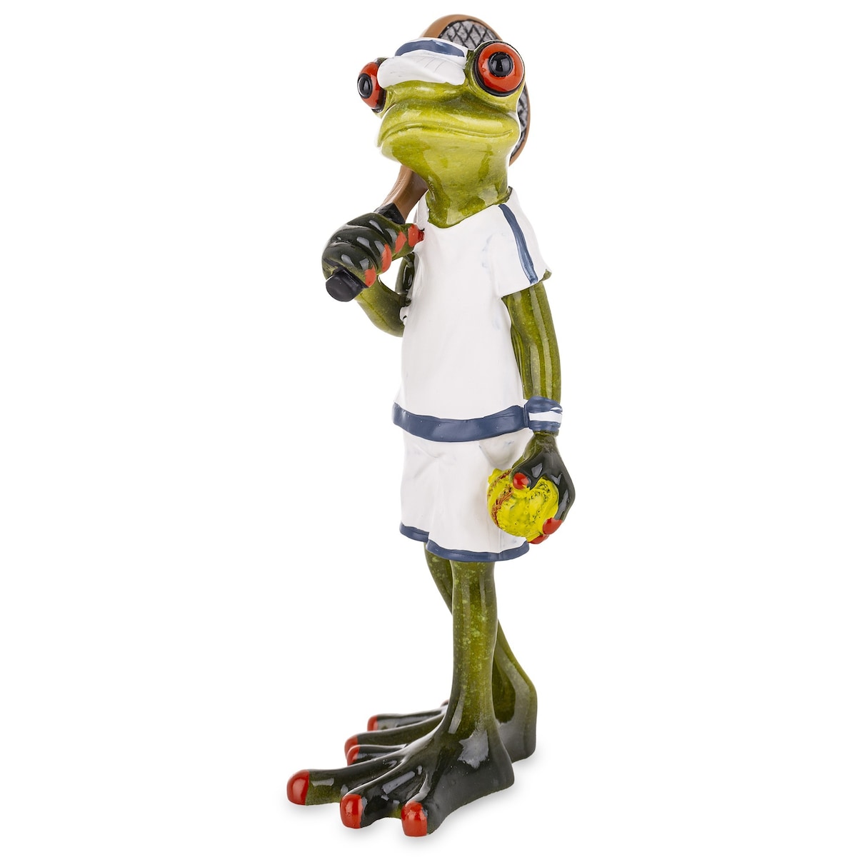 Figurka - żabka 17x7,5x8,5 cm FROGG-2 tenisistka w białym stroju