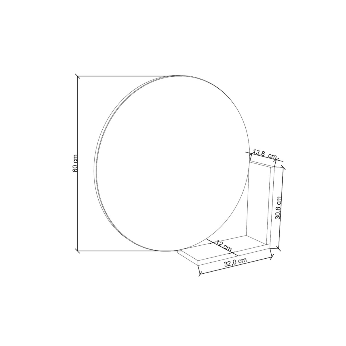 Okrągłe Granatowe Lustro z półką Lucija / średnica 60 cm