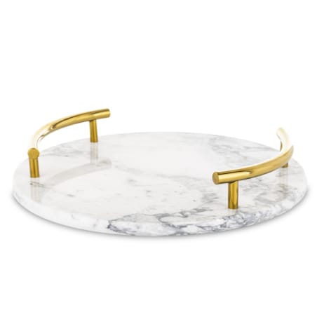 Taca okrągła marmurowa 25,5x25,5x5,5 cm ze złotymi uchwytami