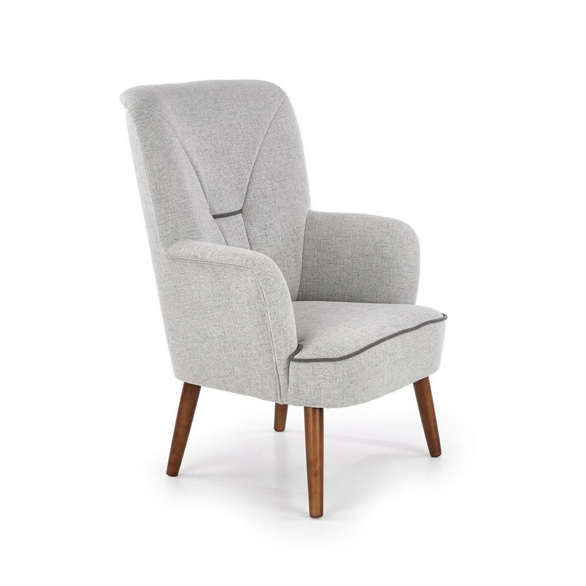 FOTEL TAPICEROWANY Puple SZARY nogi z lakierowanego drewna