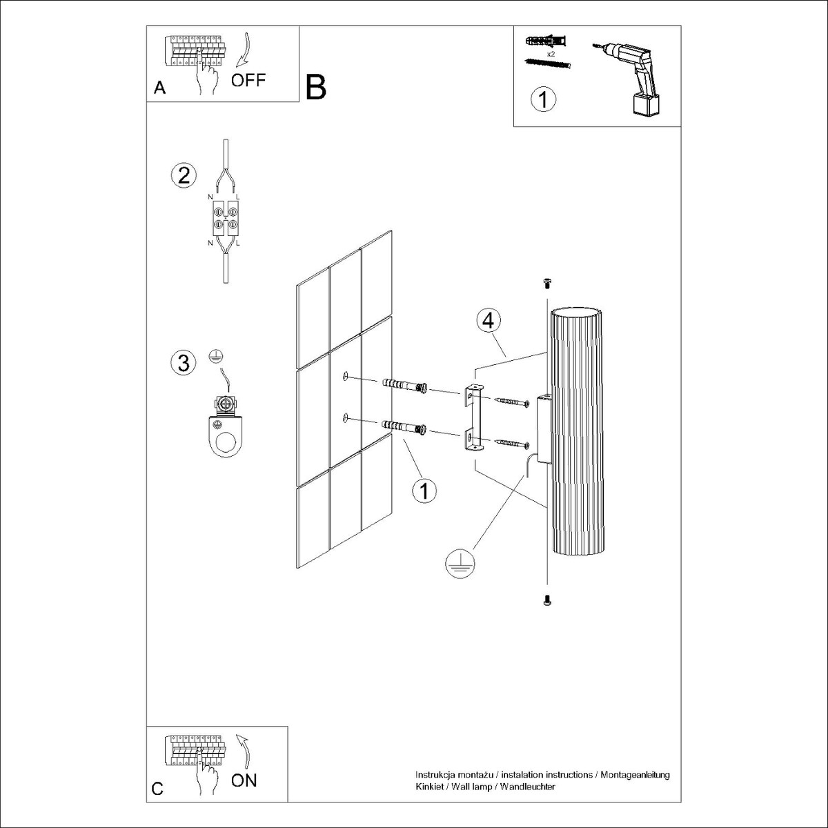 Kinkiet KARBON 30 zielony oliwkowy