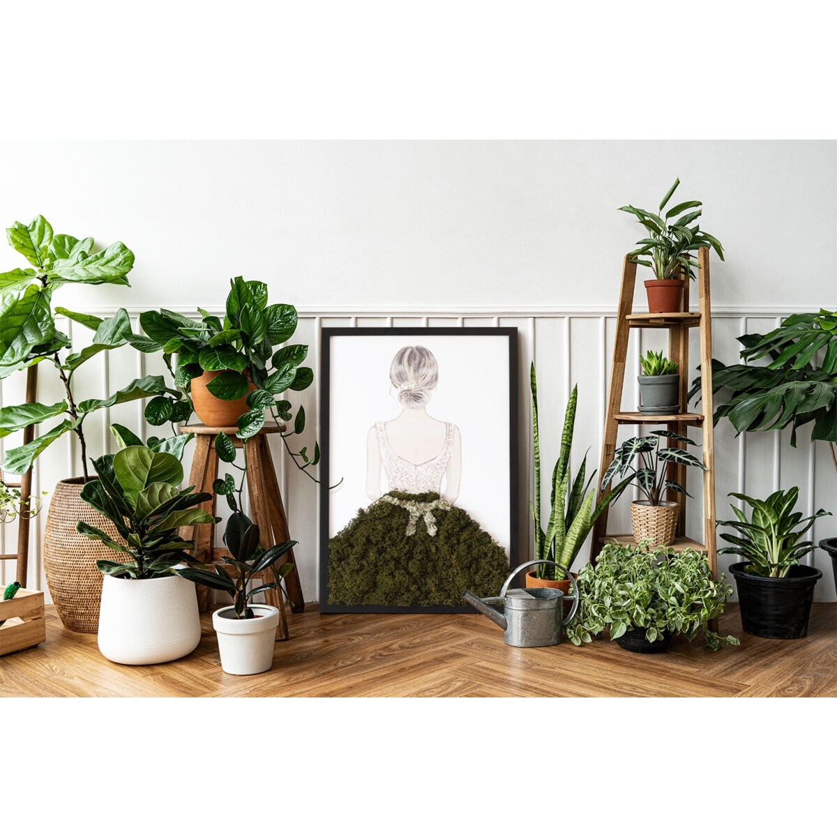 Obraz Baletnica - mech chrobotek w czarnej ramie 40x60cm