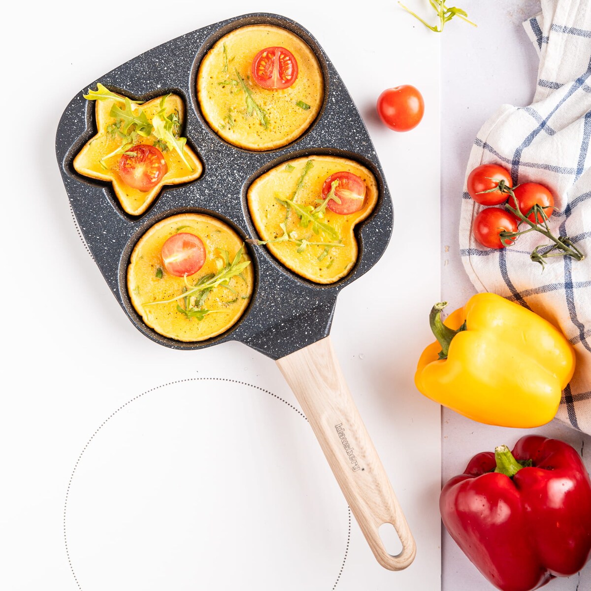 Patelnia marmurkowa 4 w 1 do naleśników jajek placków pancake 18cm CZARNA KLAUSBERG