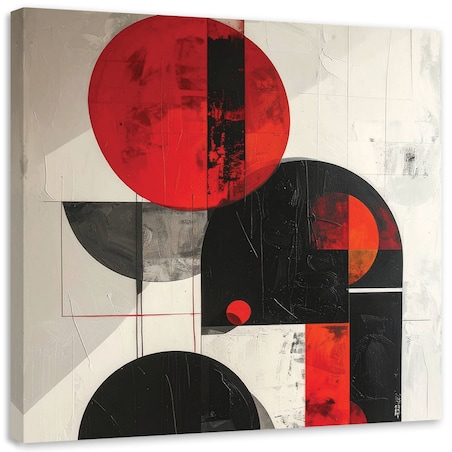 Obraz do salonu sypialni biura, Abstrakcja koła geometryczne czerwony czarny