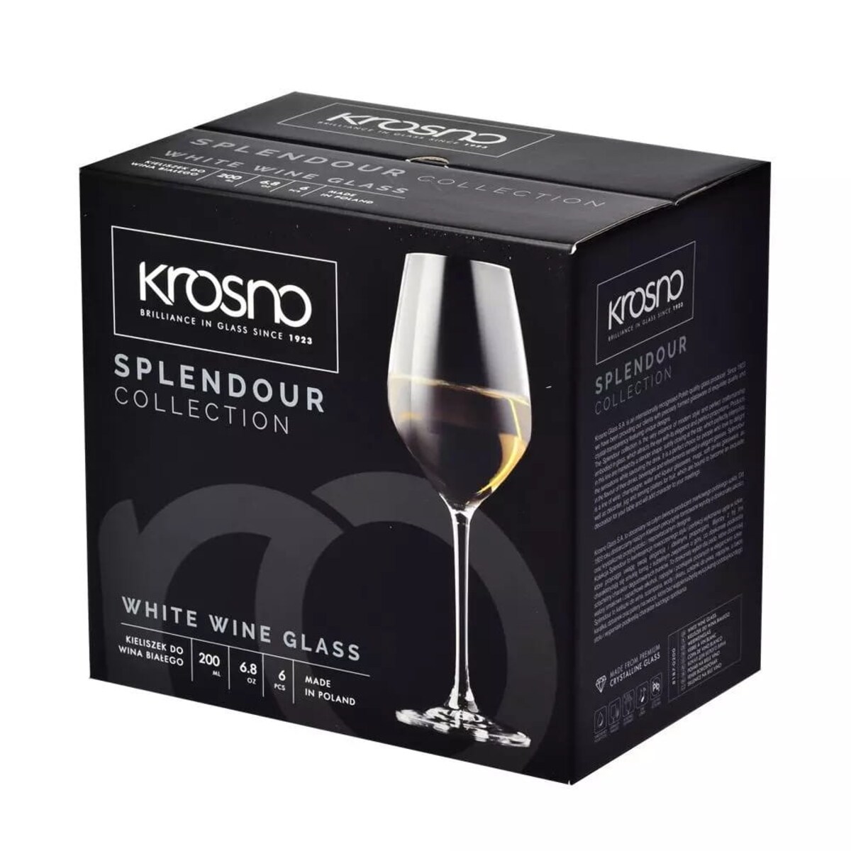 Kieliszki do Wina Białego Czerwonego Splendour Krosno 6 x 200 ml na Nóżce