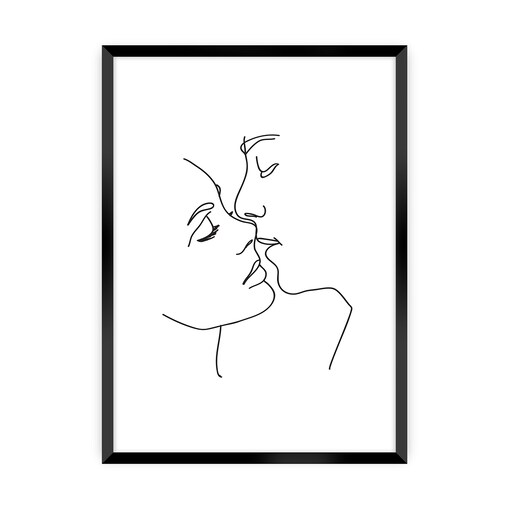 Plakat Kiss Line, 21 x 30 cm, Ramka: Czarna