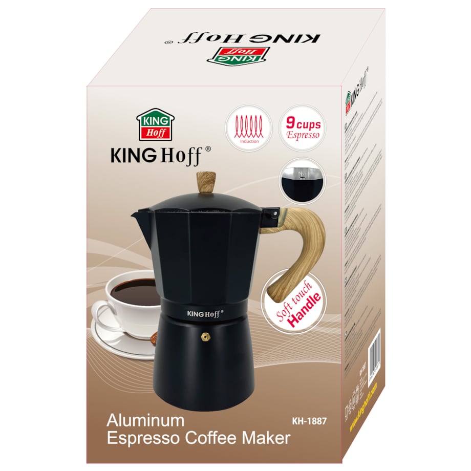 Kawiarka espresso Kafeterka ciśnieniowa indukcja KINGHOFF 450ml 9 filiżanek