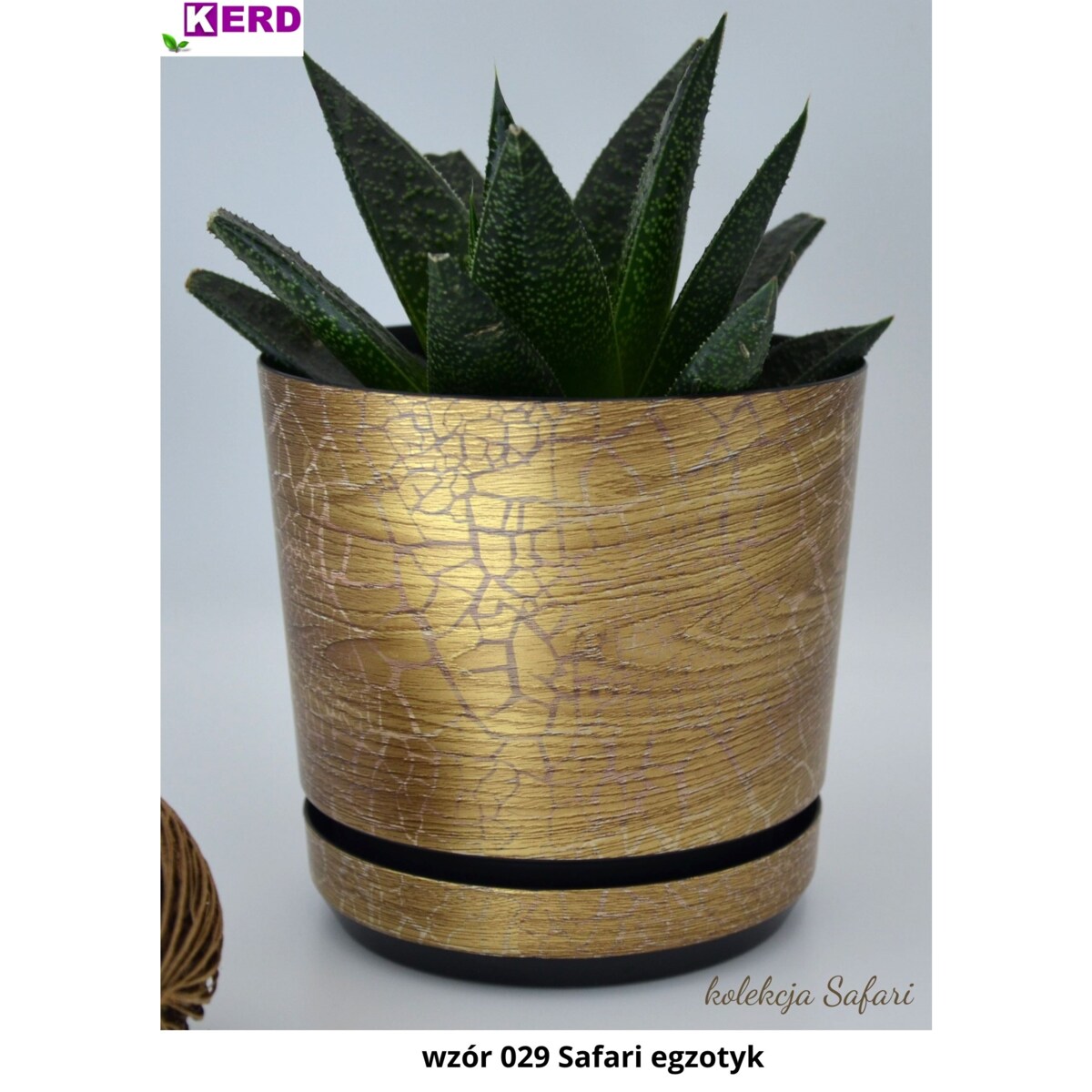 32 cm wzór SAFARI EGZOTYK Doniczka duża szeroka efekt naturalny drewna złotej deski drzewa afrykańskiego drewnopodobna