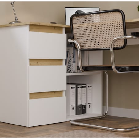 Biurko narożne Nicea lewe dąb artisan/biel 120x48,5x75 1 szt.