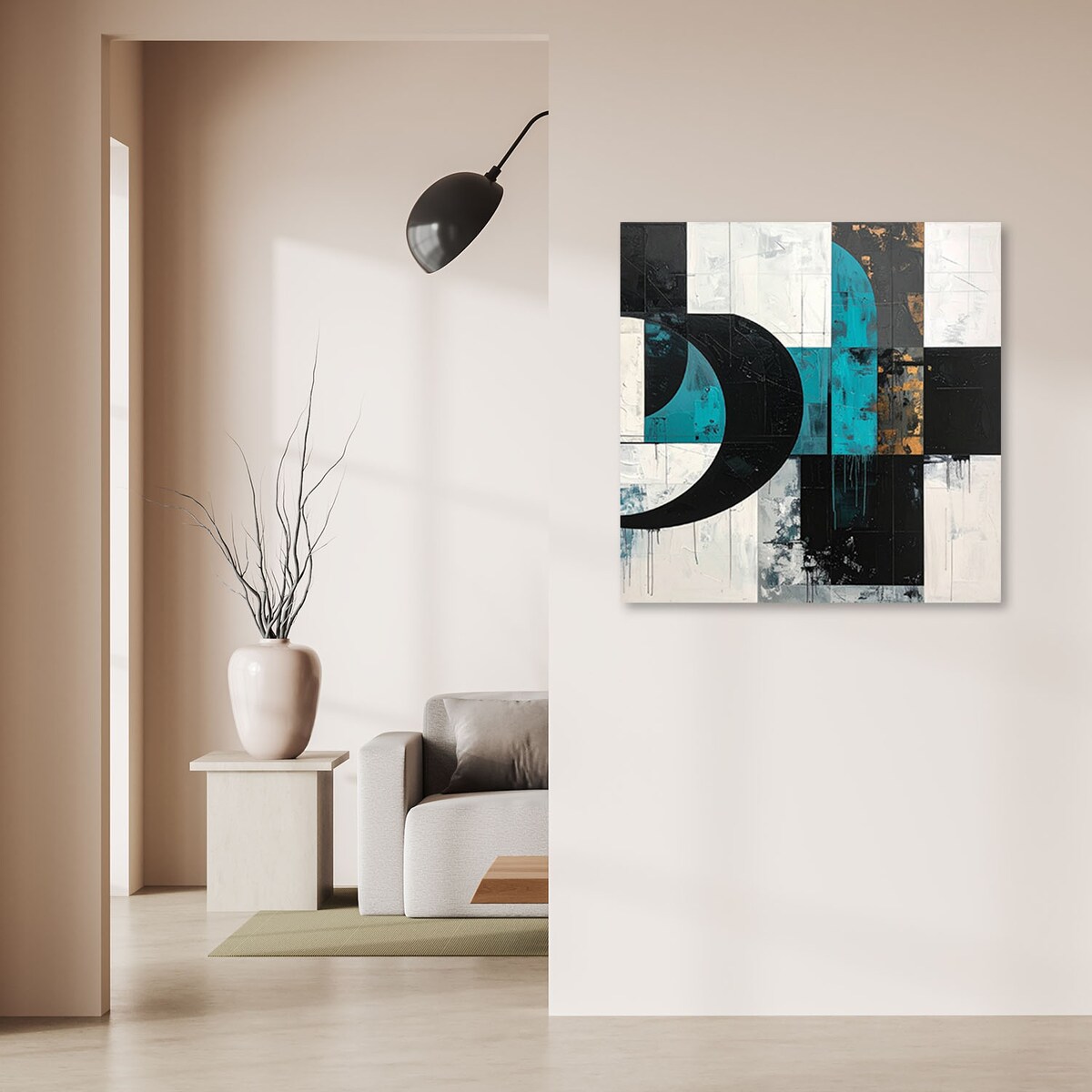 Obraz do salonu sypialni biura, Geometryczne kształty abstrakcja turkusowy