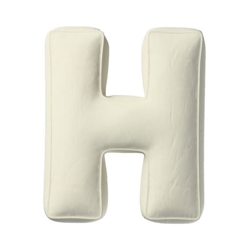Poduszka literka H, śmietankowa biel, 35x40cm, Posh Velvet