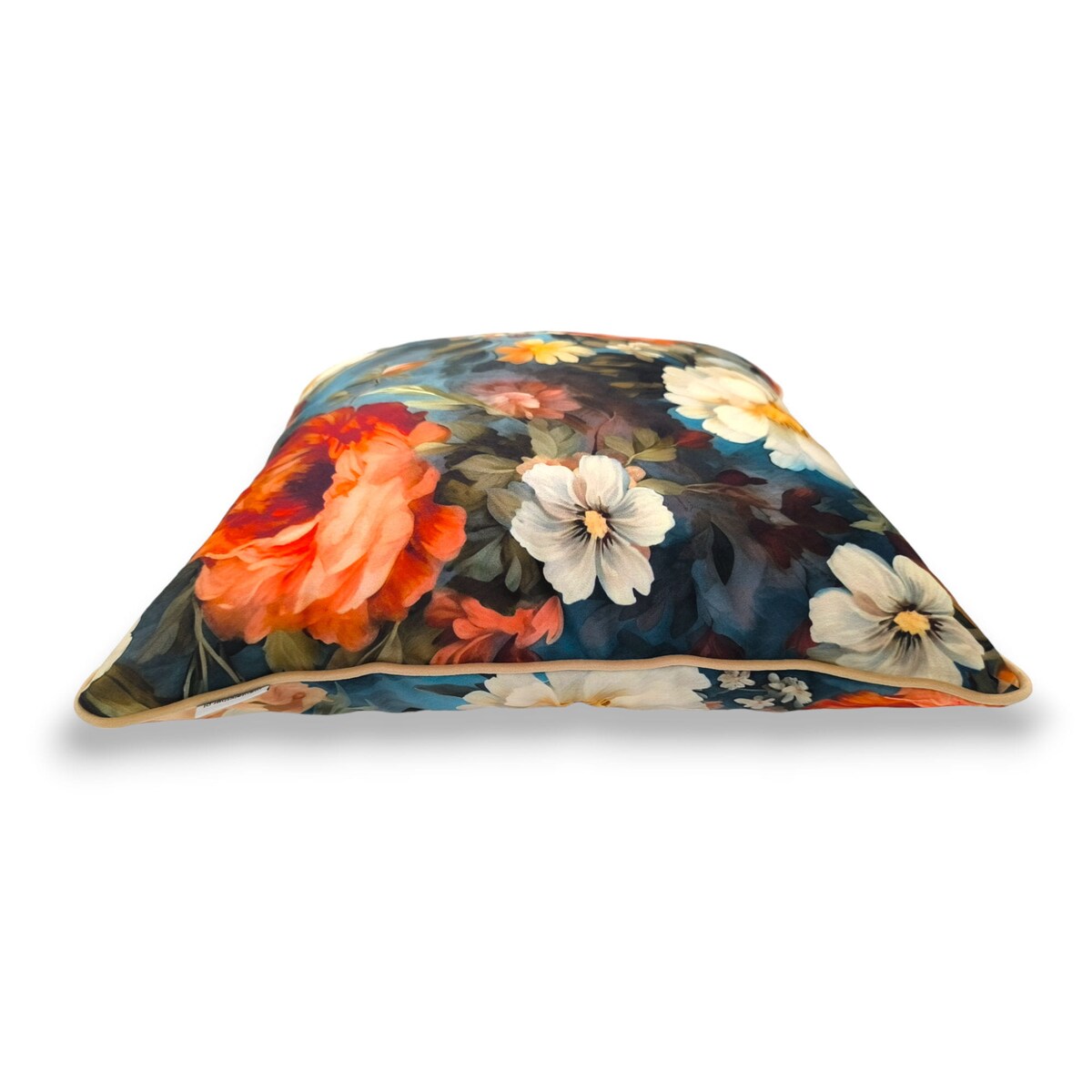 Turkusowa poduszka dekoracyjna w kwiaty 45x45 Floral Vintage