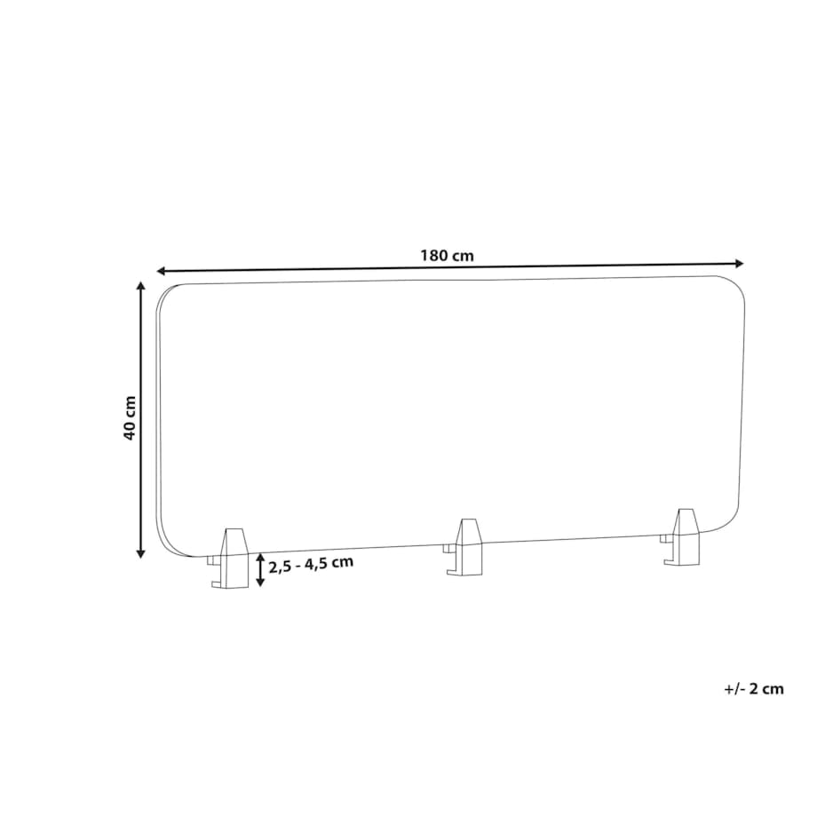 Przegroda biurkowa 180 x 40 cm Różne rozmiary