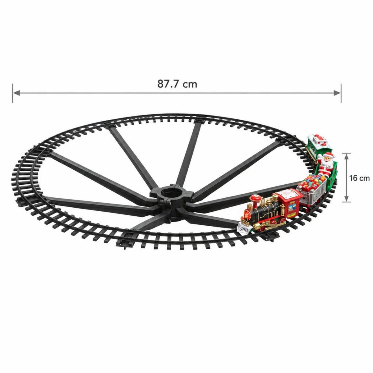 Kolejka na choinkę z torami, na baterie, Ø 87,7 cm, 23 elementy, LED, tworzywo sztuczne