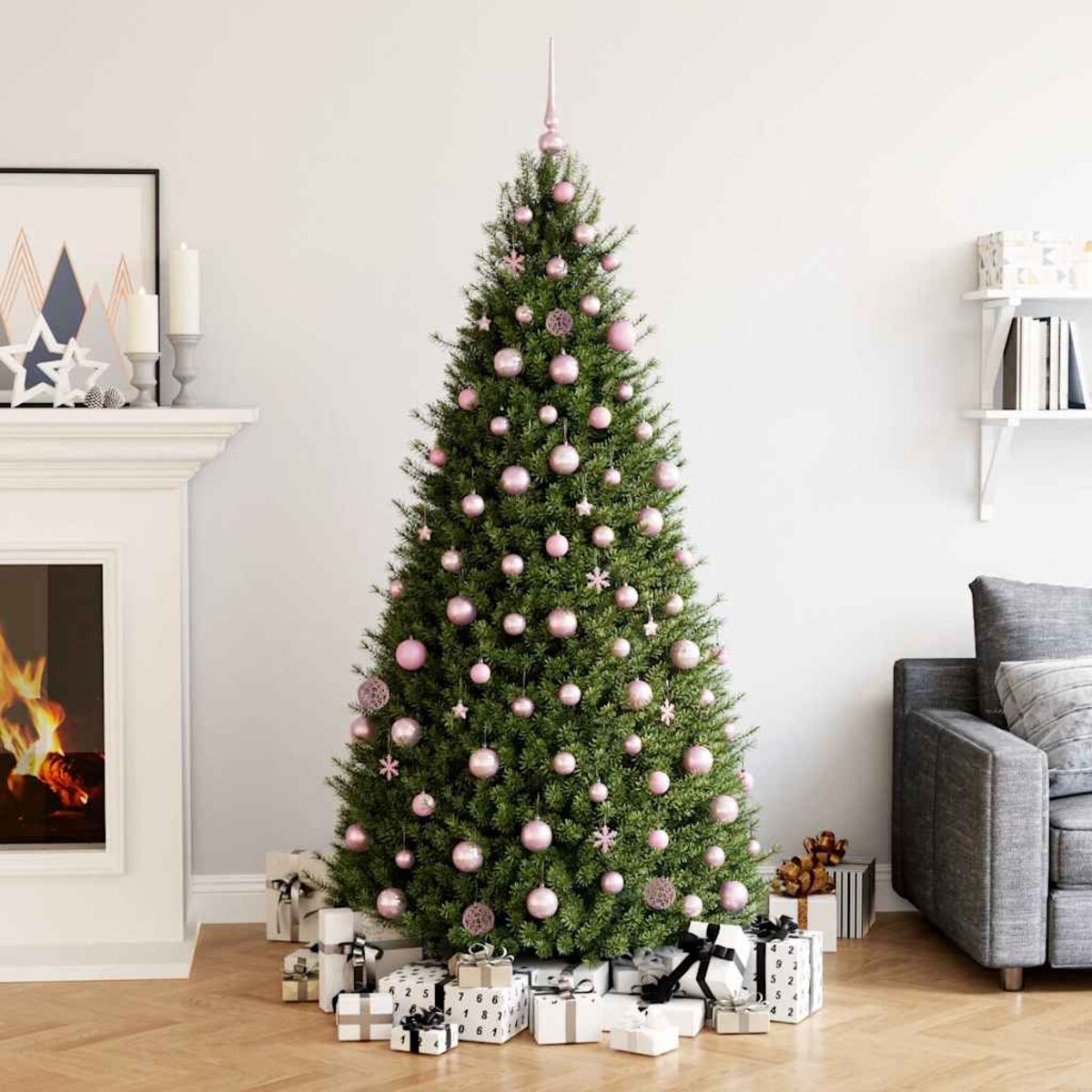 vidaXL 111-cz. zestaw ozdób świątecznych, różowy, polistyren