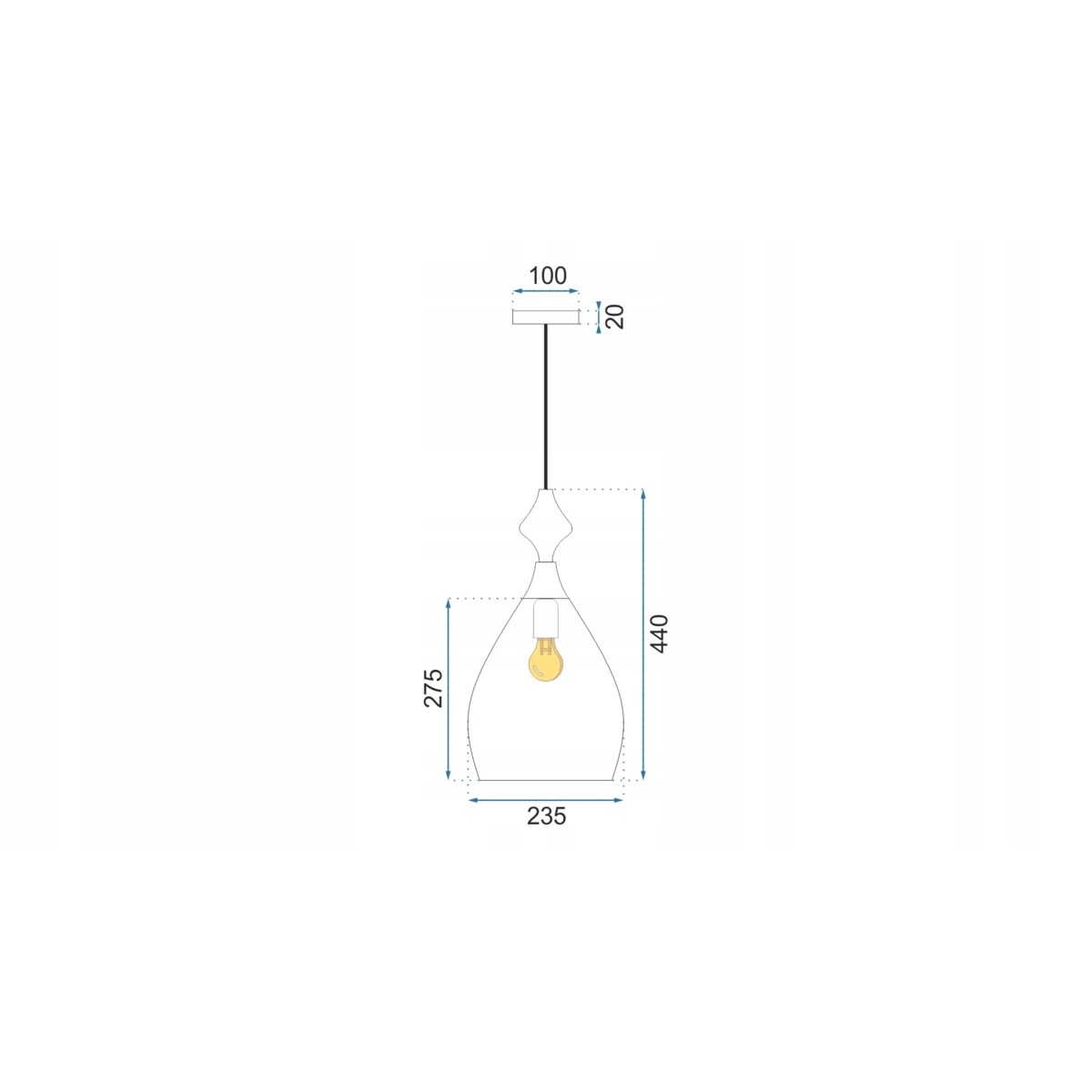 Lampa Sufitowa Wisząca Szklana Amber Bursztynowa