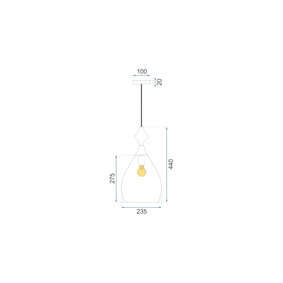 Lampa Sufitowa Wisząca Szklana Amber Bursztynowa