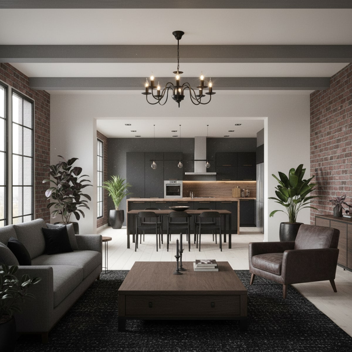 lampa wisząca świecznikowa czarna 8 punktowa edylit loft