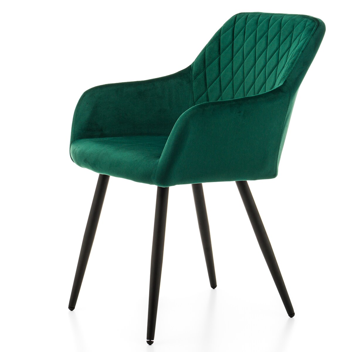 Krzesło tapicerowane TODI welur do salonu jadalni pikowane zielone