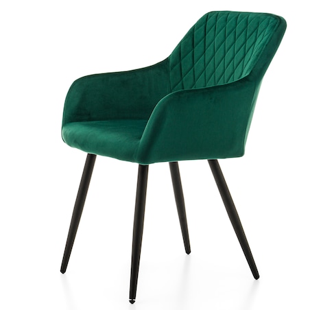 Krzesło tapicerowane TODI welur do salonu jadalni pikowane zielone