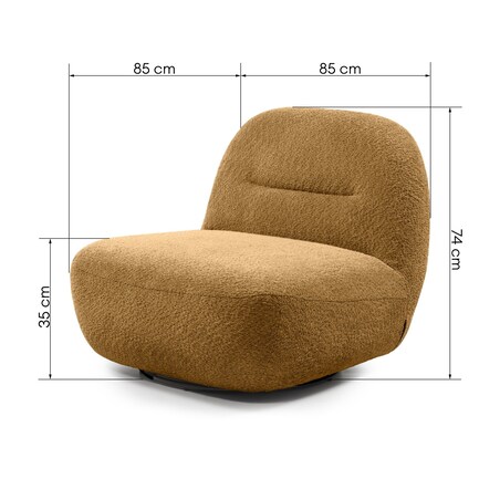 Fotel obrotowy bouclé musztardowy Eroni