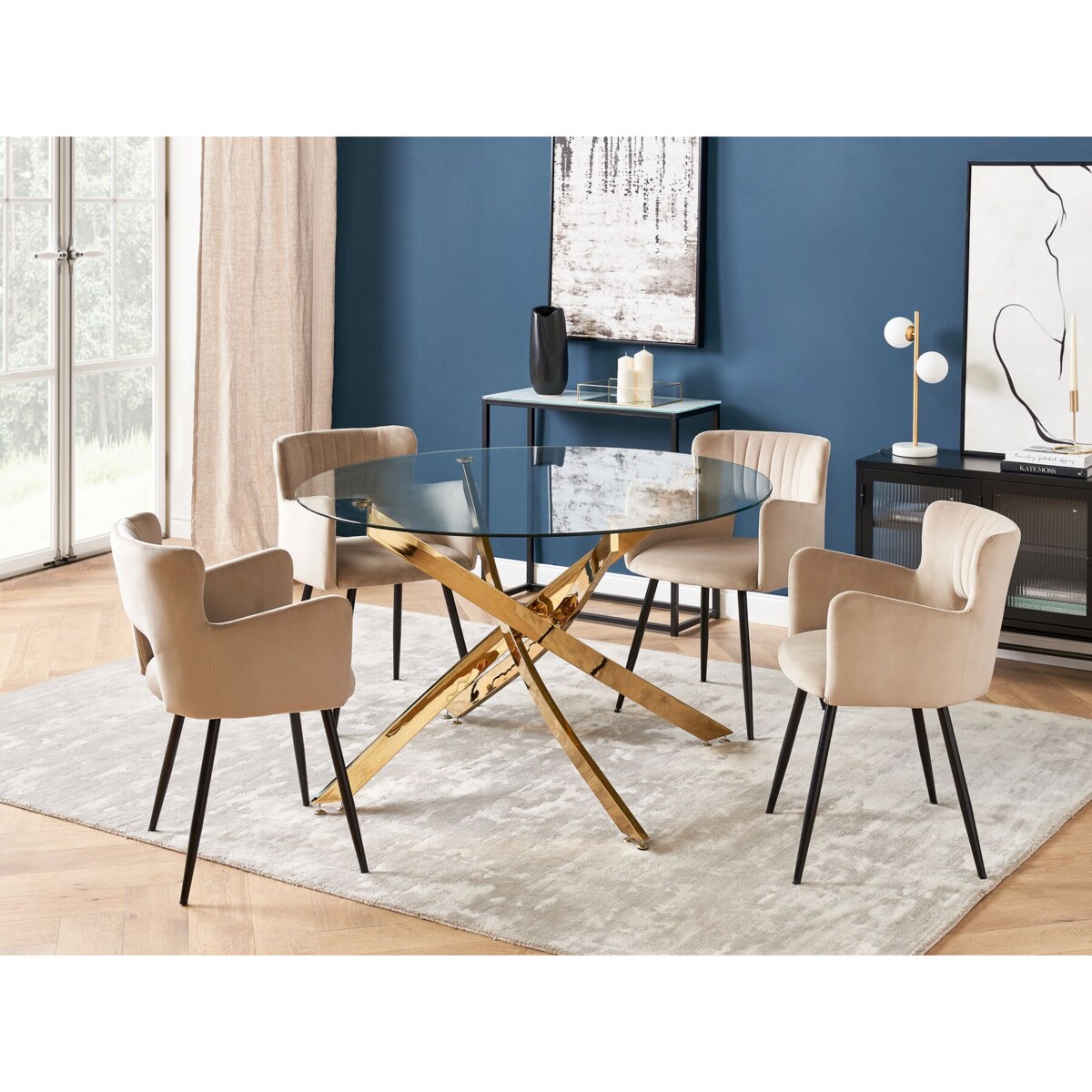 Stół do jadalni MARAMO Złoty 120 cm 120 cm Szkło hartowane