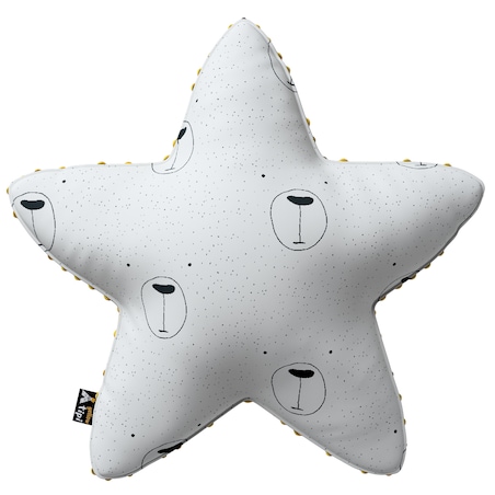 Poduszka Lucky Star z minky, ecru-czarny, 52x15x52cm, Magic Collection