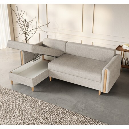 Lewostronny narożnik GALOS z funkcją spania - beżowy