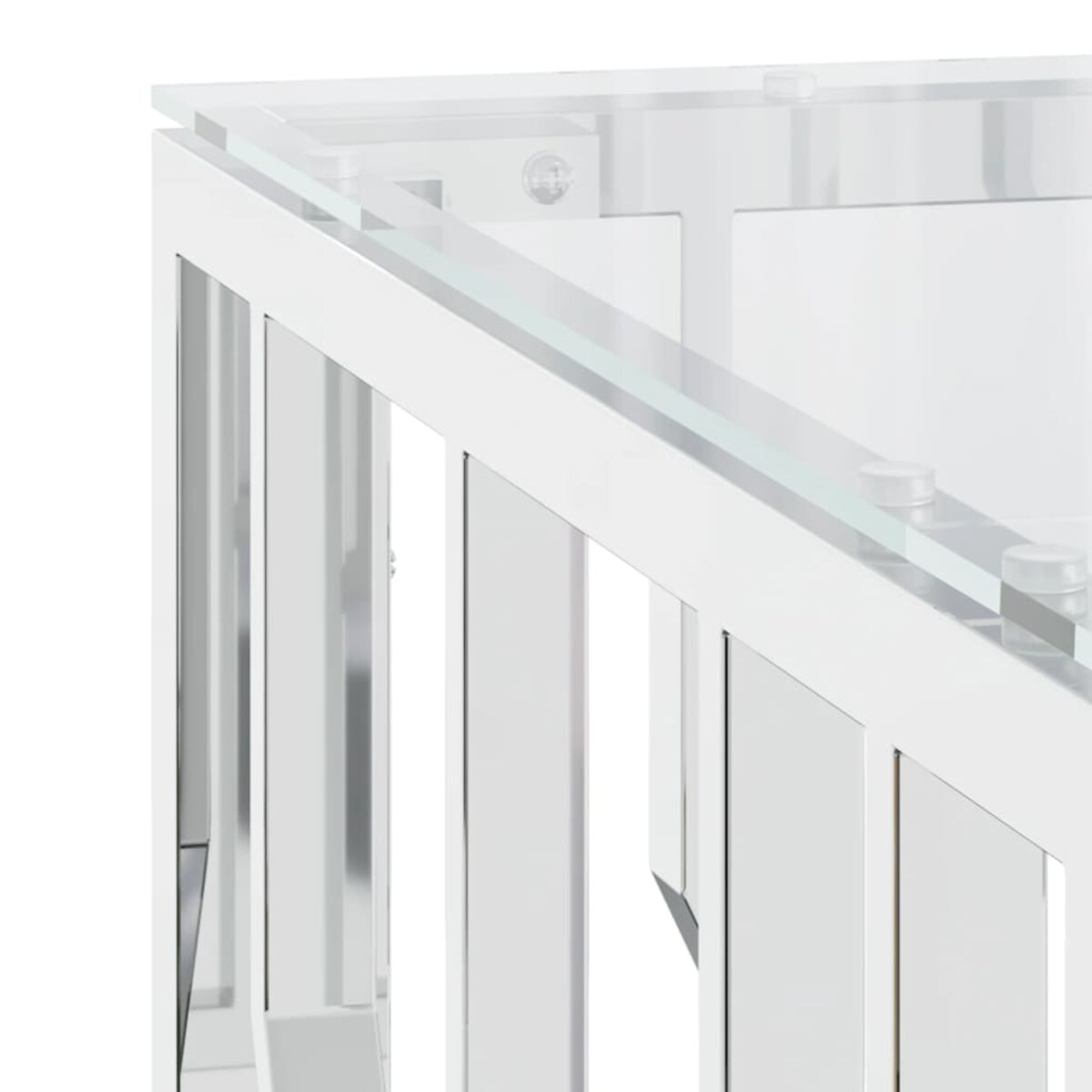 vidaXL Stolik kawowy, 80x80x40 cm, stal nierdzewna i szkło