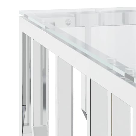 vidaXL Stolik kawowy, 80x80x40 cm, stal nierdzewna i szkło