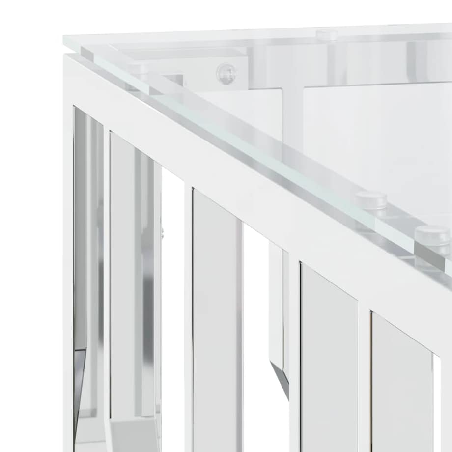 vidaXL Stolik kawowy, 80x80x40 cm, stal nierdzewna i szkło