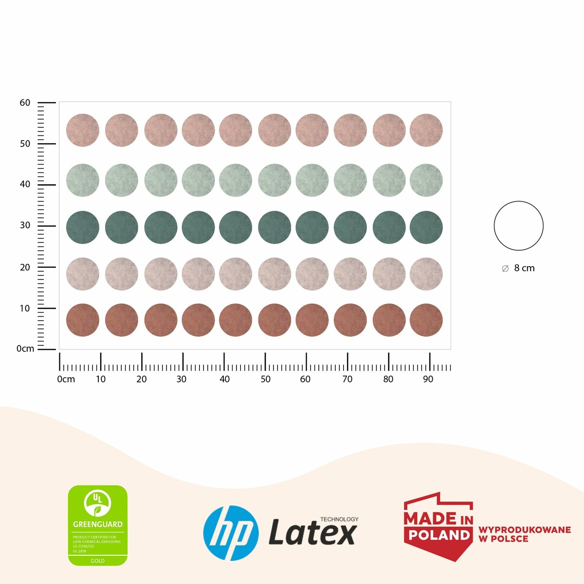 Naklejki Dla Dzieci KROPKI Groszki Styl Boho Zestaw 50 szt.